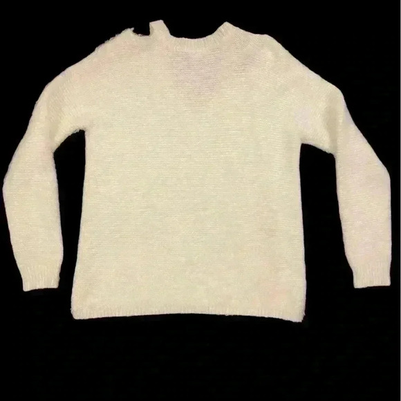 Lovers & Friends Ivory Cutout Fuzzy Sweater. - Picture 3 of 8
